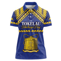 Personalised Tokelau Happy Tokehega Day Women Polo Shirt Polynesian Tribal Tattoo LT05 Female Blue - Polynesian Pride