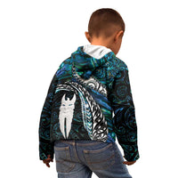 New Zealand Aotearoa Kid Hoodie Maori Hei Rehua Paua Shell Glitter Green LT05 - Polynesian Pride