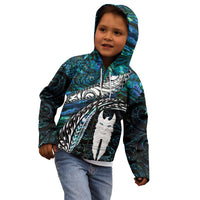 New Zealand Aotearoa Kid Hoodie Maori Hei Rehua Paua Shell Glitter Green LT05 - Polynesian Pride