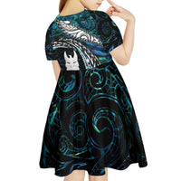 New Zealand Aotearoa Kid Short Sleeve Dress Maori Hei Rehua Paua Shell Glitter Green LT05 - Polynesian Pride