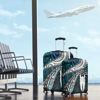 New Zealand Aotearoa Luggage Cover Maori Hei Rehua Paua Shell Glitter Green