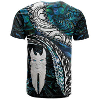 New Zealand Aotearoa T Shirt Maori Hei Rehua Paua Shell Glitter Green