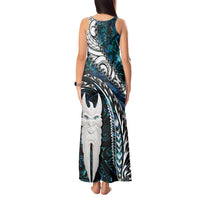 New Zealand Aotearoa Tank Maxi Dress Maori Hei Rehua Paua Shell Glitter Green LT05 - Polynesian Pride