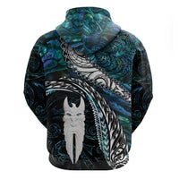 New Zealand Aotearoa Zip Hoodie Maori Hei Rehua Paua Shell Glitter Green