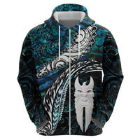 New Zealand Aotearoa Zip Hoodie Maori Hei Rehua Paua Shell Glitter Green