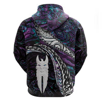 New Zealand Aotearoa Hoodie Maori Hei Rehua Paua Shell Glitter Purple LT05 - Polynesian Pride