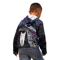 New Zealand Aotearoa Kid Hoodie Maori Hei Rehua Paua Shell Glitter Purple LT05 - Polynesian Pride