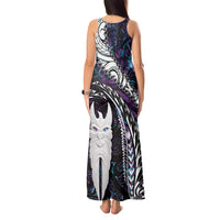New Zealand Aotearoa Tank Maxi Dress Maori Hei Rehua Paua Shell Glitter Purple LT05 - Polynesian Pride