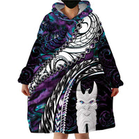 New Zealand Aotearoa Wearable Blanket Hoodie Maori Hei Rehua Paua Shell Glitter Purple LT05 - Polynesian Pride