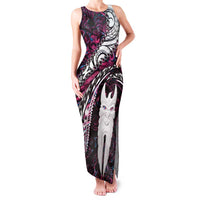 New Zealand Aotearoa Family Matching Tank Maxi Dress and Hawaiian Shirt Maori Hei Rehua Paua Shell Glitter Pink LT05 Mom's Dress Pink - Polynesian Pride