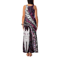 New Zealand Aotearoa Family Matching Tank Maxi Dress and Hawaiian Shirt Maori Hei Rehua Paua Shell Glitter Pink LT05 - Polynesian Pride