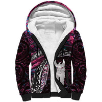 New Zealand Aotearoa Sherpa Hoodie Maori Hei Rehua Paua Shell Glitter Pink LT05 Unisex Pink - Polynesian Pride