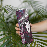 New Zealand Aotearoa Skinny Tumbler Maori Hei Rehua Paua Shell Glitter Pink LT05 - Polynesian Pride