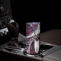 New Zealand Aotearoa Skinny Tumbler Maori Hei Rehua Paua Shell Glitter Pink LT05 - Polynesian Pride