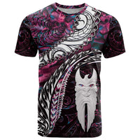 New Zealand Aotearoa T Shirt Maori Hei Rehua Paua Shell Glitter Pink