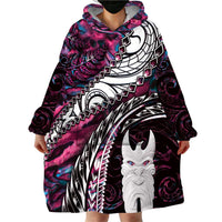 New Zealand Aotearoa Wearable Blanket Hoodie Maori Hei Rehua Paua Shell Glitter Pink LT05 - Polynesian Pride