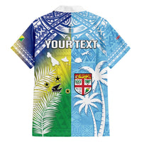 Personalised Happy Malampa Fiji Day Family Matching Tank Maxi Dress and Hawaiian Shirt Half Mix Style LT05 - Polynesian Pride