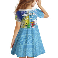 Personalised Happy Malampa Fiji Day Kid Short Sleeve Dress Half Mix Style