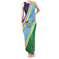 Love Malampa Fiji Day Family Matching Tank Maxi Dress and Hawaiian Shirt Together We Grow LT05 Mom's Dress Blue - Polynesian Pride