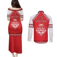 Custom Tonga Mate Maa Rugby Couples Matching Puletasi and Long Sleeve Button Shirt Go Champions