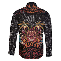 Aloha Halloween Family Matching Off Shoulder Maxi Dress and Hawaiian Shirt Horror Tiki Heavy Metal Style LT05 - Polynesian Pride