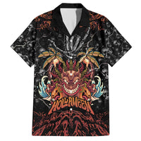 Aloha Halloween Family Matching Short Sleeve Bodycon Dress and Hawaiian Shirt Horror Tiki Heavy Metal Style LT05 Dad's Shirt - Short Sleeve Black - Polynesian Pride