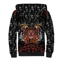 Aloha Halloween Sherpa Hoodie Horror Tiki Heavy Metal Style - Polynesian Pride
