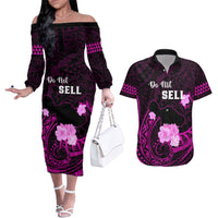 Hawaii Strong Maui Couples Matching Off The Shoulder Long Sleeve Dress and Hawaiian Shirt Lahaina Is Not For Sale LT05 Pink - Polynesian Pride