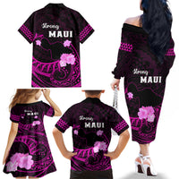Hawaii Strong Maui Family Matching Off Shoulder Long Sleeve Dress and Hawaiian Shirt Lahaina Is Not For Sale LT05 - Polynesian Pride