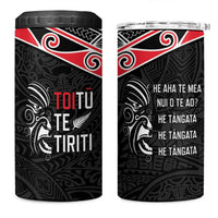 Aotearoa Toitu Te Tiriti 4 in 1 Can Cooler Tumbler New Zealand Honour The Treaty LT05 One Size: 16 oz Black - Polynesian Pride