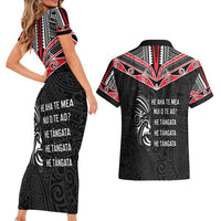 Aotearoa Toitu Te Tiriti Couples Matching Short Sleeve Bodycon Dress and Hawaiian Shirt New Zealand Honour The Treaty LT05 - Polynesian Pride