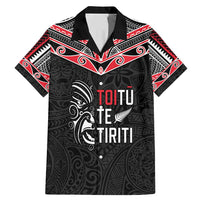Aotearoa Toitu Te Tiriti Family Matching Mermaid Dress and Hawaiian Shirt New Zealand Honour The Treaty LT05 Dad's Shirt - Short Sleeve Black - Polynesian Pride