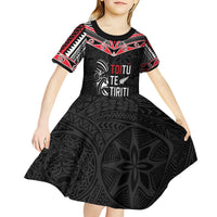 Aotearoa Toitu Te Tiriti Kid Short Sleeve Dress New Zealand Honour The Treaty LT05 - Polynesian Pride