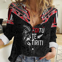 Aotearoa Toitu Te Tiriti Women Casual Shirt New Zealand Honour The Treaty LT05 Female Black - Polynesian Pride