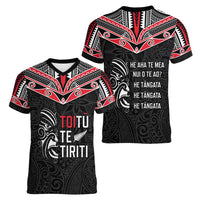 Aotearoa Toitu Te Tiriti Women V-Neck T-Shirt New Zealand Honour The Treaty