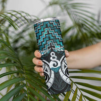 New Zealand Maori Skinny Tumbler Poutama Pikorua Turquoise Paua Shell LT05 - Polynesian Pride