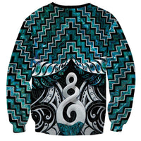 New Zealand Maori Sweatshirt Poutama Pikorua Turquoise Paua Shell LT05 - Polynesian Pride
