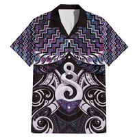 New Zealand Maori Family Matching Mermaid Dress and Hawaiian Shirt Poutama Pikorua Purple Paua Shell LT05 Dad's Shirt - Short Sleeve Purple - Polynesian Pride