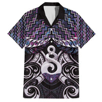 New Zealand Maori Family Matching Off The Shoulder Long Sleeve Dress and Hawaiian Shirt Poutama Pikorua Purple Paua Shell LT05 Dad's Shirt - Short Sleeve Purple - Polynesian Pride