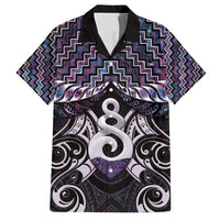 New Zealand Maori Family Matching Puletasi and Hawaiian Shirt Poutama Pikorua Purple Paua Shell LT05 Dad's Shirt - Short Sleeve Purple - Polynesian Pride