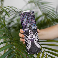 New Zealand Maori Skinny Tumbler Poutama Pikorua Purple Paua Shell LT05 - Polynesian Pride