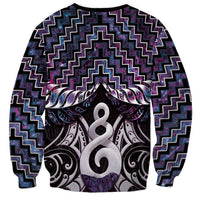 New Zealand Maori Sweatshirt Poutama Pikorua Purple Paua Shell
