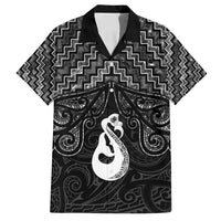 New Zealand Maori Family Matching Puletasi and Hawaiian Shirt Poutama Manaia Black Paua Shell LT05 Dad's Shirt - Short Sleeve Black - Polynesian Pride