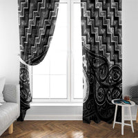 New Zealand Maori Window Curtain Poutama Manaia Black Paua Shell