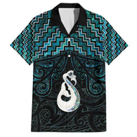 New Zealand Maori Family Matching Off The Shoulder Long Sleeve Dress and Hawaiian Shirt Poutama Manaia Turquoise Paua Shell LT05 Dad's Shirt - Short Sleeve Turquoise - Polynesian Pride