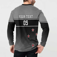 Custom New Zealand Cricket Button Sweatshirt Black Cap Unbeatable