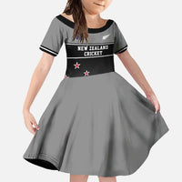 Custom New Zealand Cricket Family Matching Tank Maxi Dress and Hawaiian Shirt Black Cap Unbeatable LT05 Daughter's Dress Black - Polynesian Pride