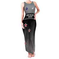 Custom New Zealand Cricket Family Matching Tank Maxi Dress and Hawaiian Shirt Black Cap Unbeatable LT05 Mom's Dress Black - Polynesian Pride