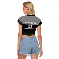 Custom New Zealand Cricket Raglan Cropped T Shirt Black Cap Unbeatable