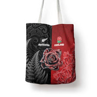 New Zealand And England Rugby Tote Bag Red Rose Mix Maori Pattern LT05 - Polynesian Pride
